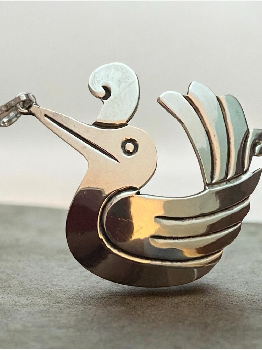 Vintage.925 Silver Bird Pendant Texco Mexico mid 1980s- Elegant Bird Design